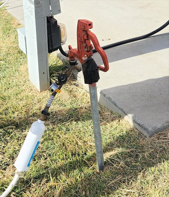 Typical RV fresh water supply spigot.