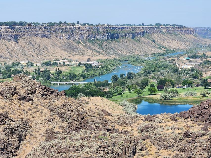 Looking across the Snake River to Centennial Park and Auger Falls Heritage Park in Twin Falls, Idaho.