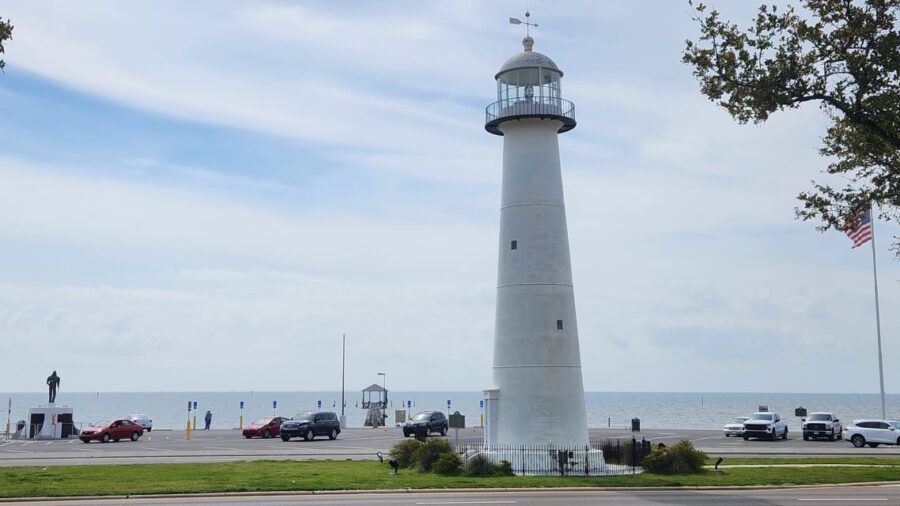 The Biloxi Lighthouse that sits across the street from the Biloxi Welcome Center.