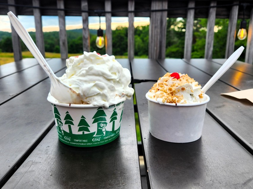 Ice Cream servings at Round Top Ice Cream in Damariscotta, Maine