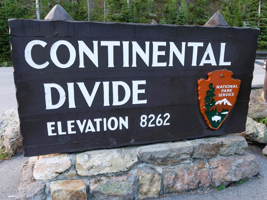 National Park Service Continental Divide sign in Yellowstone National Park.