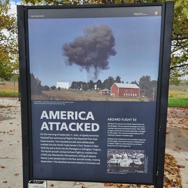 This photograph was taken moments after Flight 93 Crashed in Stoystown, PA