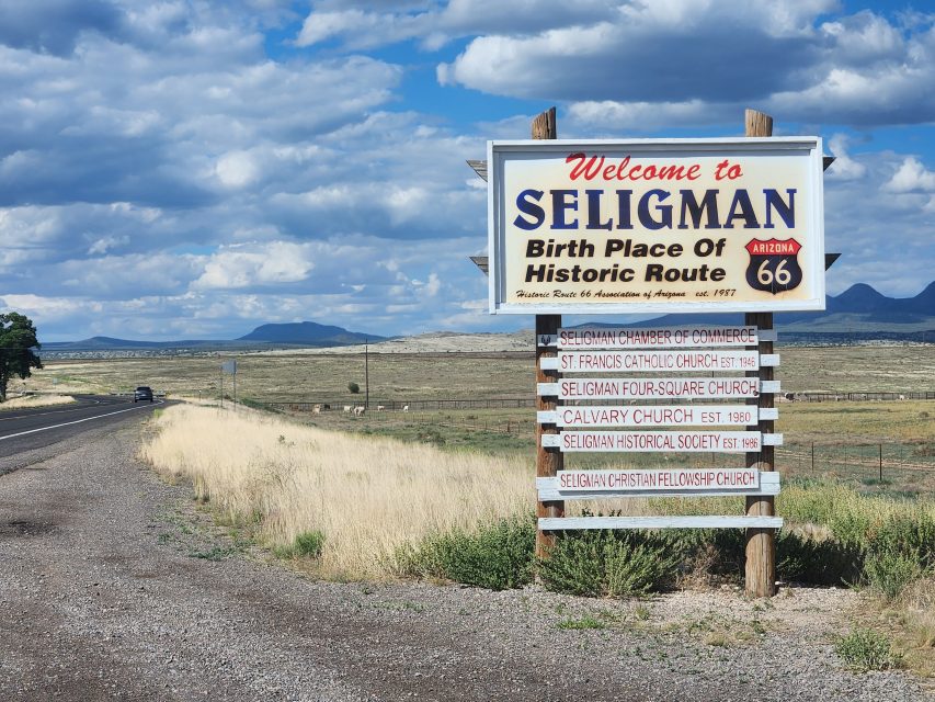 Welcome to Seligman - Birthplace of Historic Route 66 sign outside of town on Rt 66.