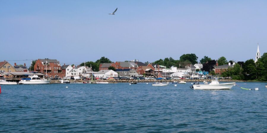 This is a view of the town of Damariscotta, Maine from the Damariscotta River.
