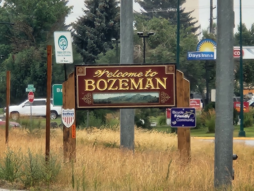 This is one of the Bozeman Welcome signs coming into the city.